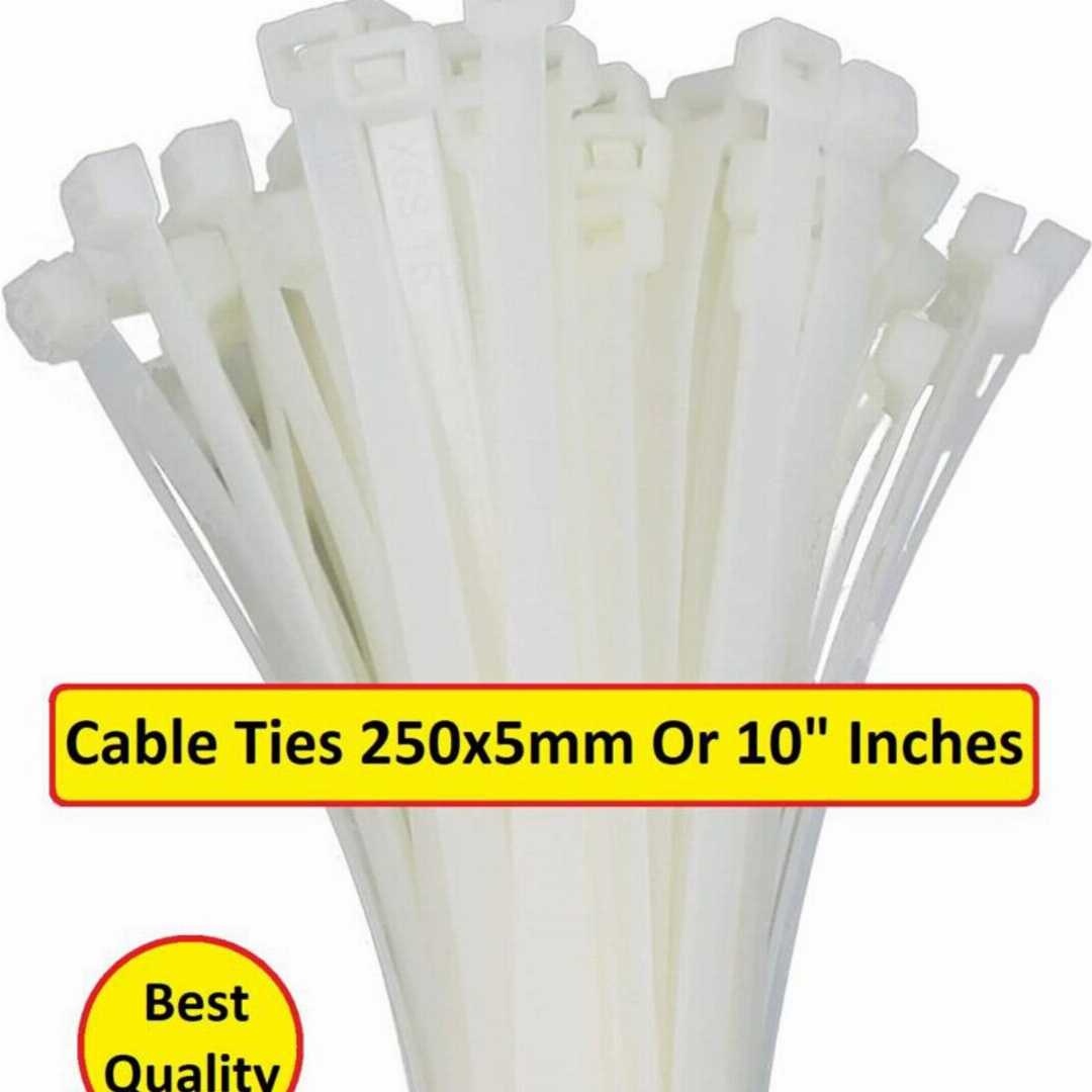 20Pcs-,CABLES,TIES,10,Inch,WHITE,Cable,Ties,10