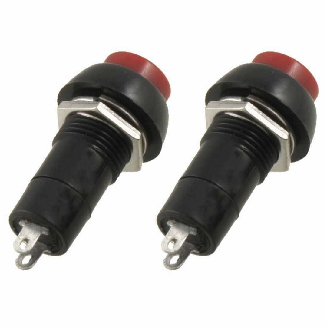 2Pcs,AC,250V,3A,SPST,ON-OFF,Switch,Round,Red,Push,Button,Switch