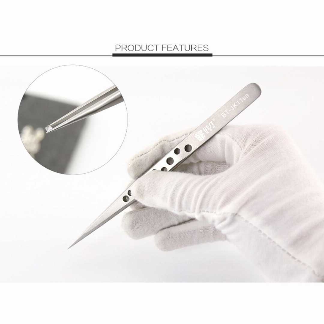 KOOCU,Tweezer,SS-SA,SR,Straight,Anti,Static,140mm,Fine,TIP,Tweezers,Straight,Professional,Tweezers,Stainless,Steel,Mobile,Phone,Repairing,Opening,Tools,Tweezers,Crowbar,Tool