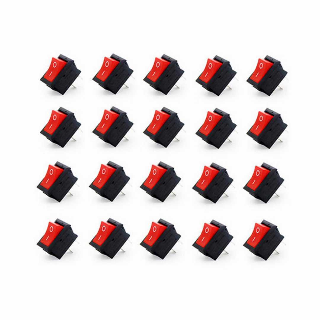 20 Pcs,6A,2-Pin,Red,&,Black,Micro,ON/OFF,Rocker,Switch,|,AC,250V,/,DC,12V,Power,Control,Switch,|,Mini,Toggle,Switch,for,Arduino,,DIY,Electronics,&,Power,Projects