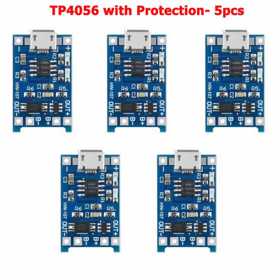 5,Pcs,Type,B,5V,1A,Micro,USB,18650,TP4056,Lithium,Charger,Module,-,Dual,Protection,-,DIY