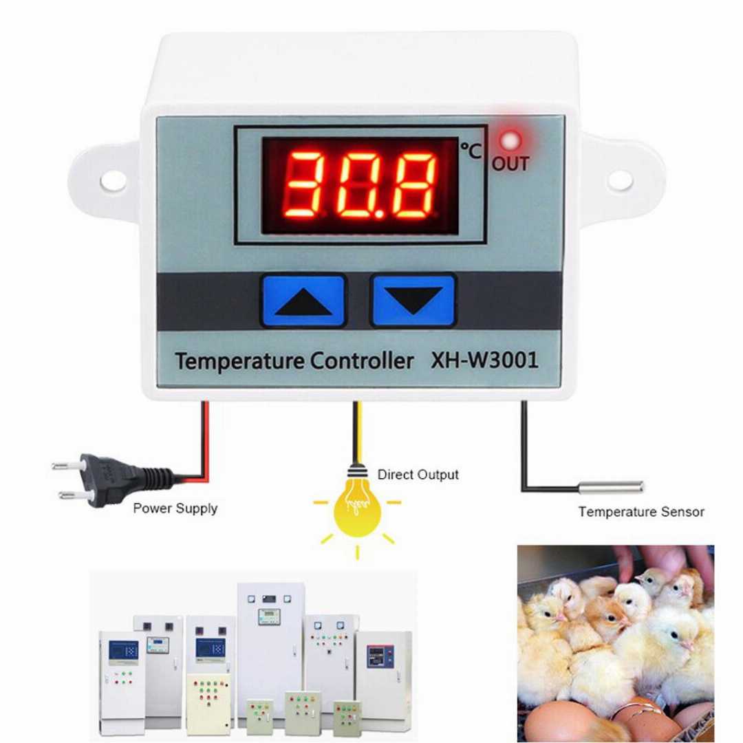 XH-W3001,Digital,LED,Display,Temperature,Controller,220V,10A,with,Thermostat,Control