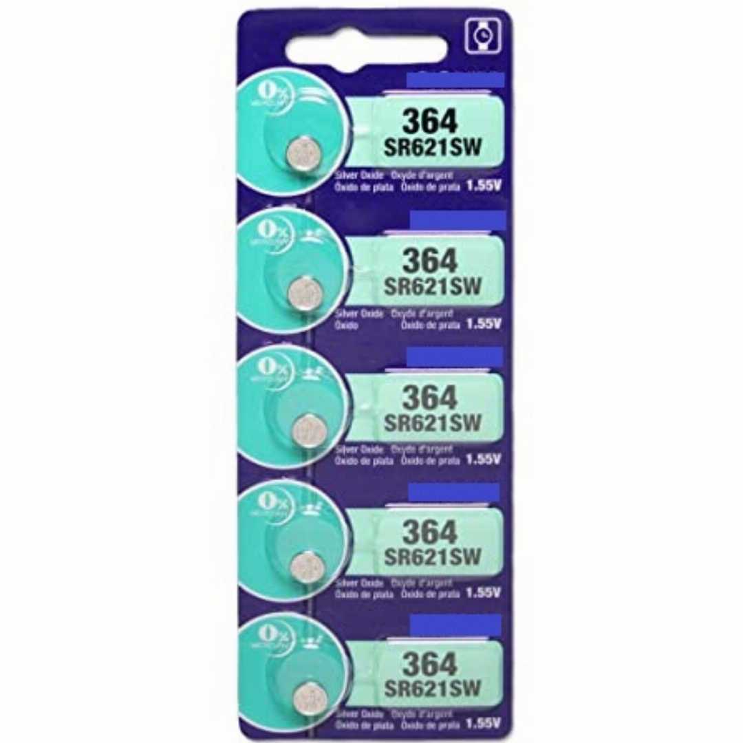 364,/,SR621SW,1.55V,Silver,Oxide,Button,Cell,Watch,Battery,for,Wrist,Watch,,Calculator,&,Electronic,Devices,-,5PCS