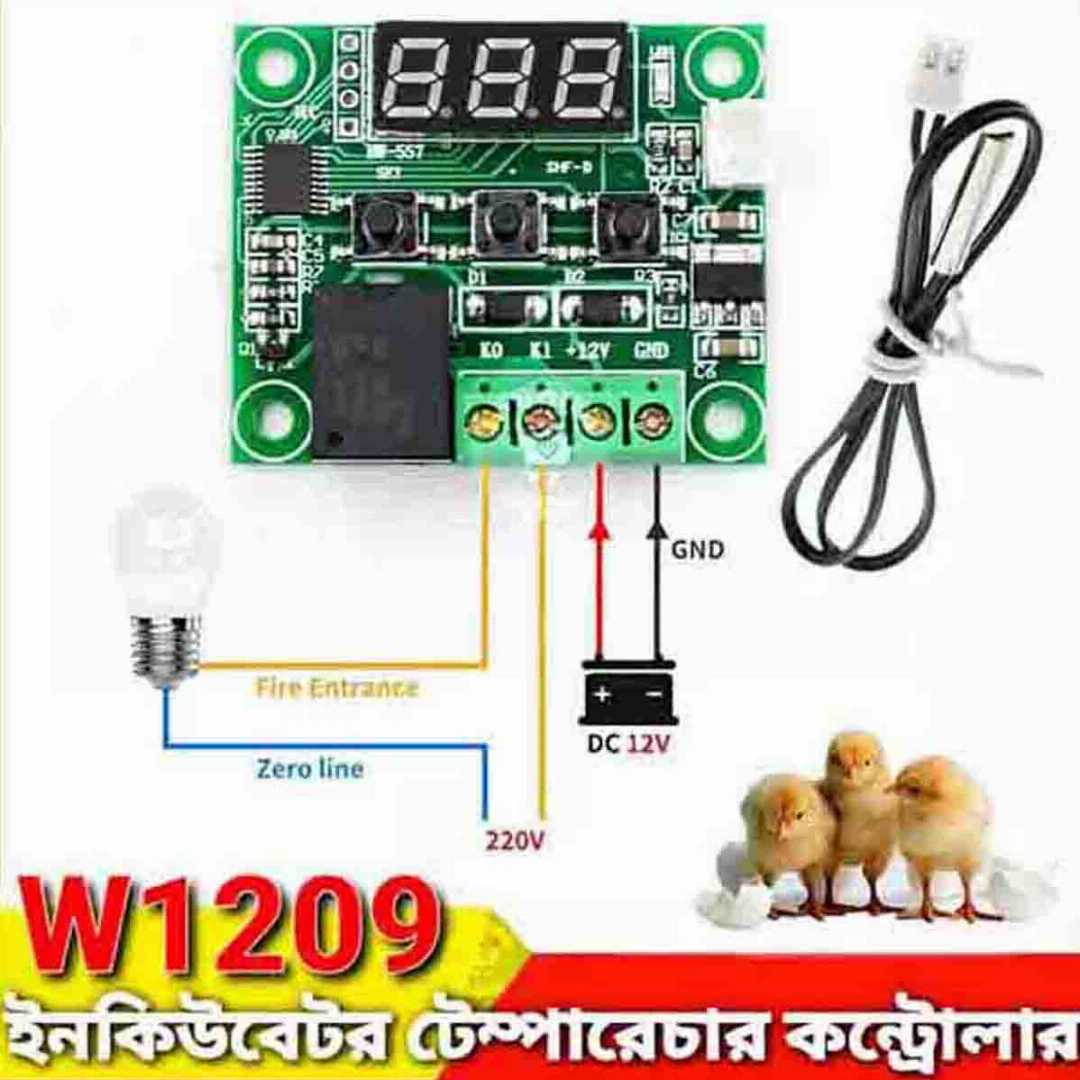 W1209,Digital,Temperature,Controller,for,Incubator,DC,12V,10A,Relay,Three,Digit,Red,LED,Tube,Replace,XH-M452,XM-18,HTC-2