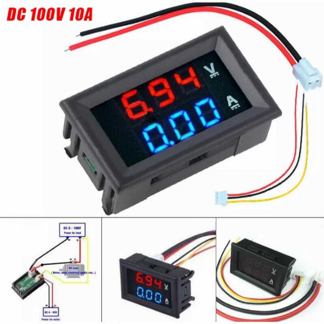 Mini,Digital,Voltmeter,Ammeter,DC,100V,10A,Panel,Amp,Volt,Current,Meter,Tester,0.28,Inch,Blue,Red,Dual,LED,Display