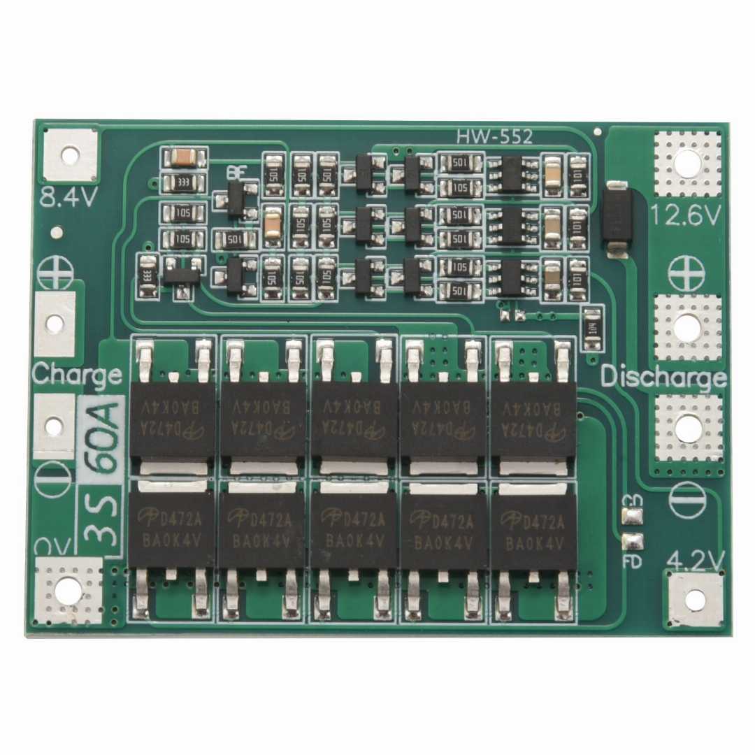 3S,BMS,60A,Lithium-Ion,18650,Battery,Charger,PCB,BMS,Protection,Board,12.6V