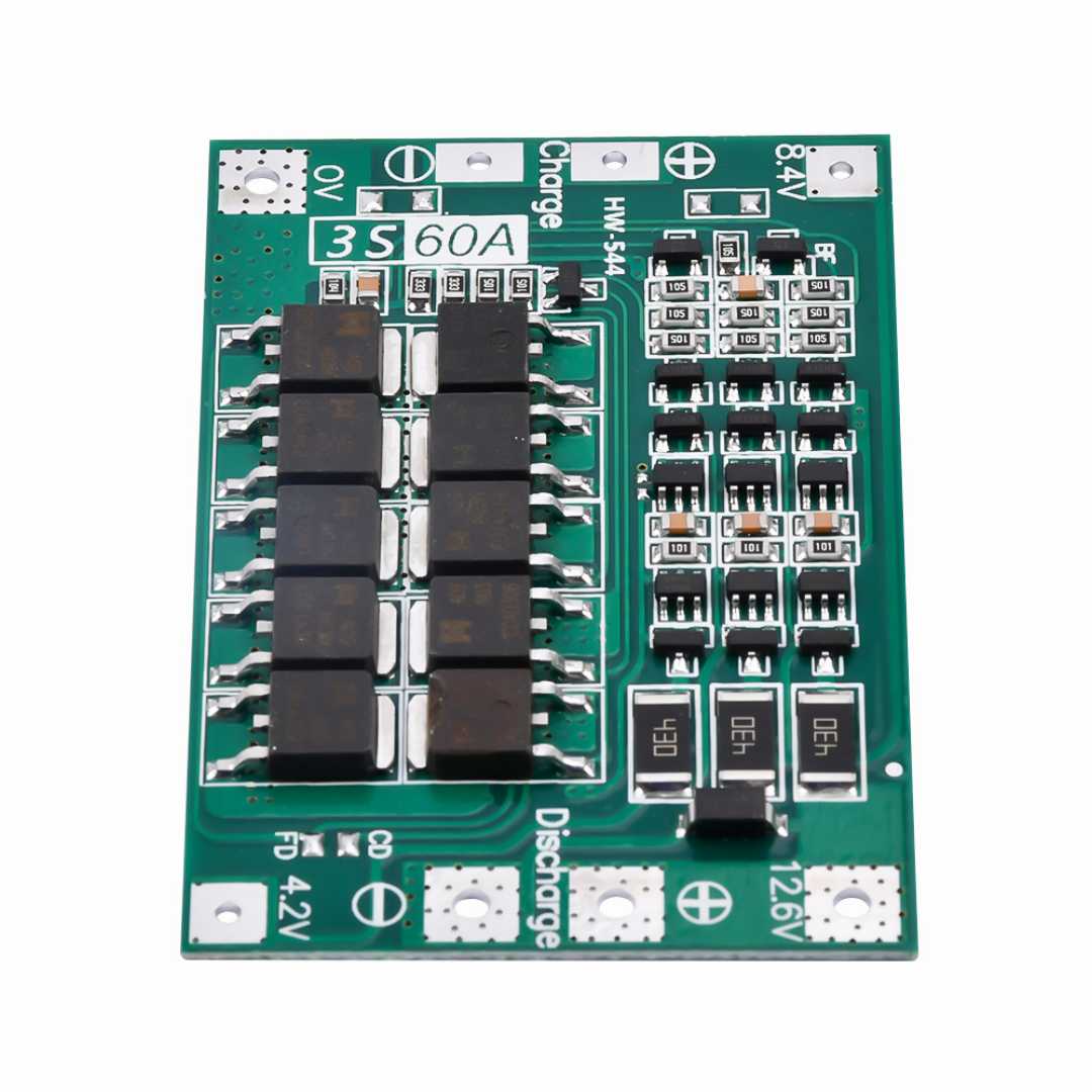 3S,BMS,60A,Lithium-Ion,18650,Battery,Charger,PCB,BMS,Protection,Board,12.6V