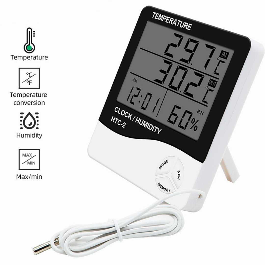 HTC-2,Indoor,LCD,Digital,Temperature,Humidity,Meter,Thermometer,With,Alarm,Clock