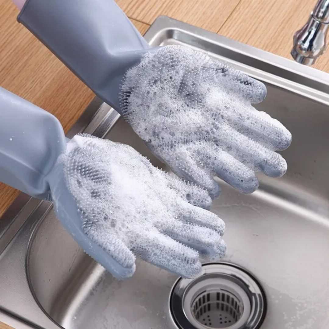 Dishwashing,Cleaning,Gloves,Magic,Silicone,Rubber,Dish,Washing,Gloves,for,Household,Sponge,Scrubber,Kitchen,Cleaning,Tools,2pcs,/1,pair