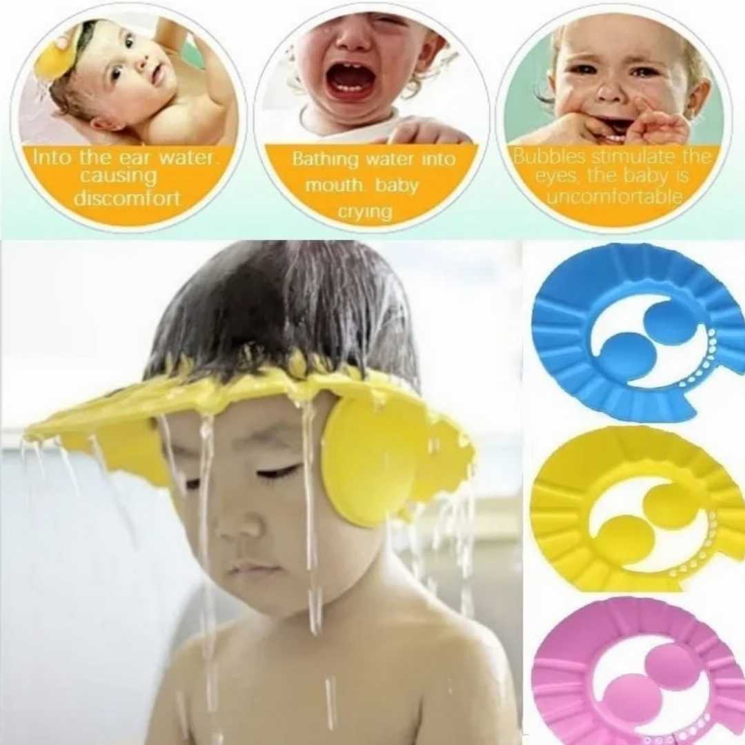 Baby,Shower,Cap,with,Ear,Protection,Bath,Caps,Adjustable,Soft,Shampoo,Bathing,Hat,Cap,for,Kids,Toddler