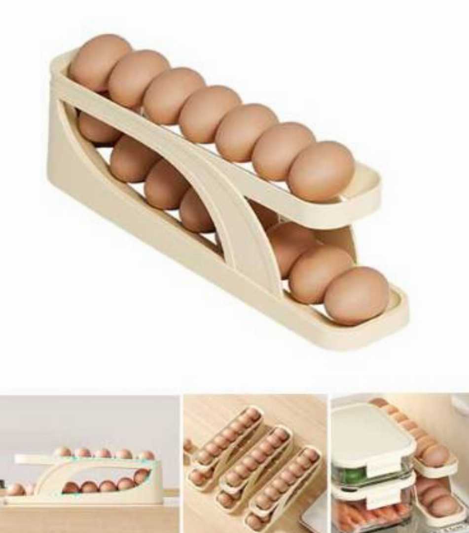Double-Layer,Egg,Dispenser,Automatic,Roll-Down,Egg,Storage,Rack,Slide,Egg,Carton,Refrigerator,Egg,Basket,Kitchen,Countertop,Egg,Holder