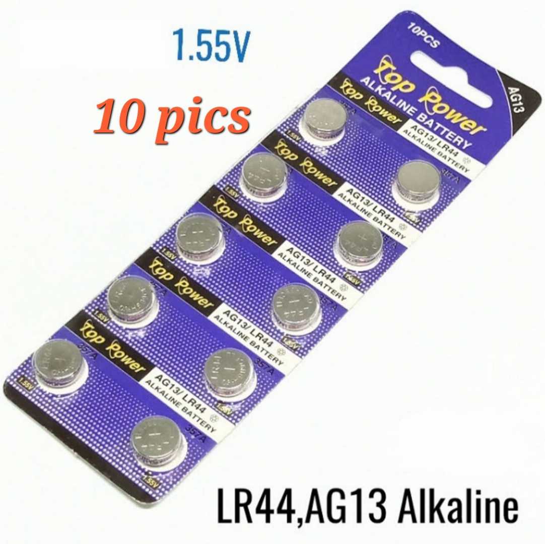 LR44,1.5V,AG13,Button,Cell,Alkaline,Top,Power,Battery,(10Pcs)