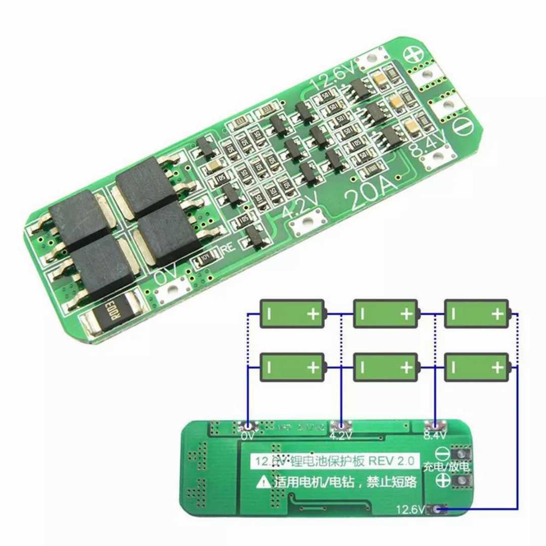 3S,20A,BMS,Circuit,Module,Li-ion,Lithium,Battery,Charger,PCB,BMS,Protection,Board