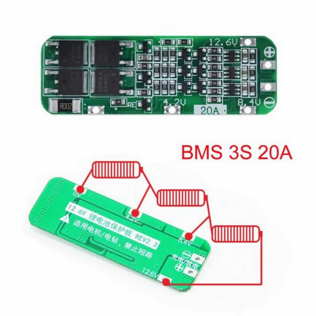 3S,20A,BMS,Circuit,Module,Li-ion,Lithium,Battery,Charger,PCB,BMS,Protection,Board