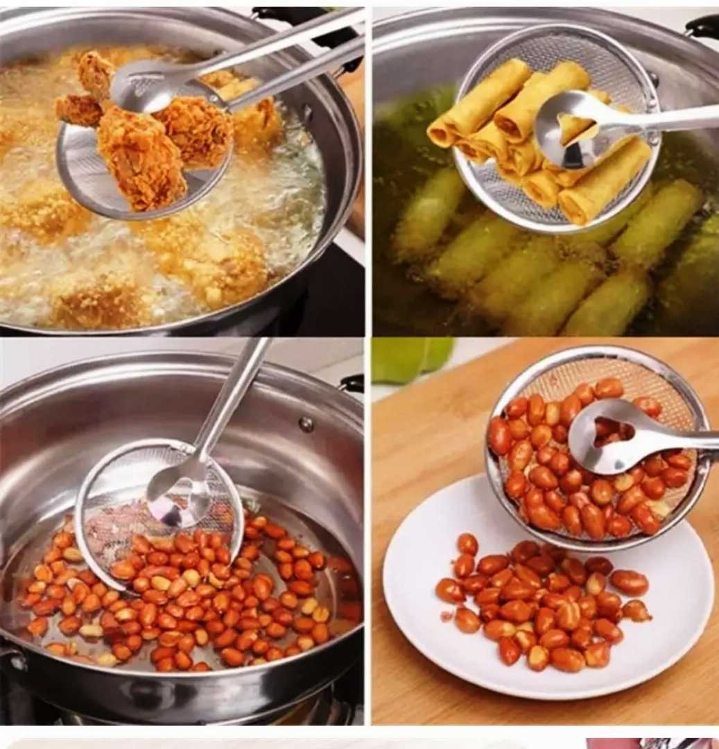 Multi-Functional,Stainless,Steel,Filter,/,strainer,Spoon,-,Clip,–,Oil/Frying,&,BBQ,Strainer,,Kitchen,Tool,(1,Pc)