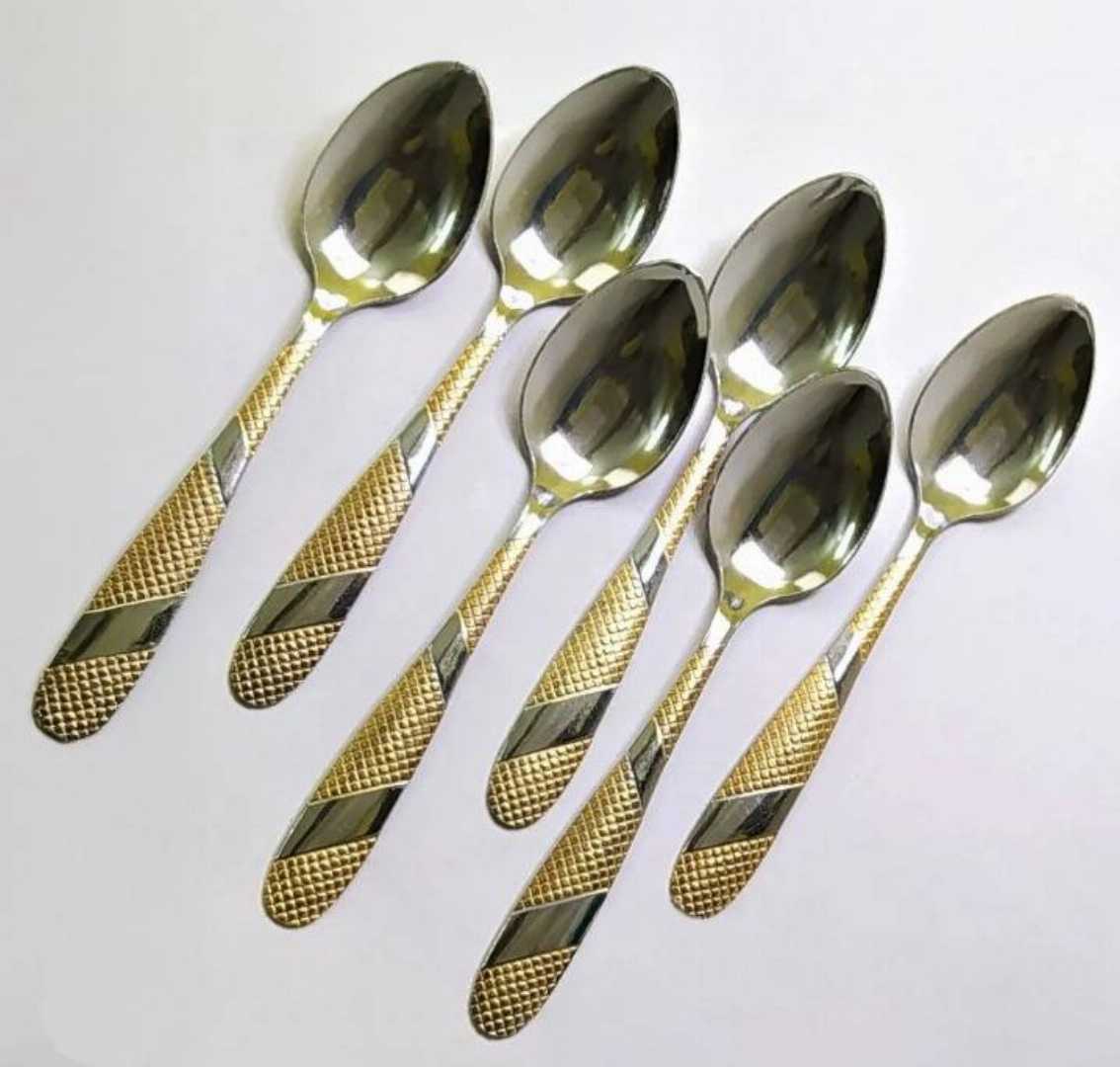 6PCS,Stainless,Steel,Cutlery,Table,Spoon,(8,inch),Set,|,Multidesign,–,Silver