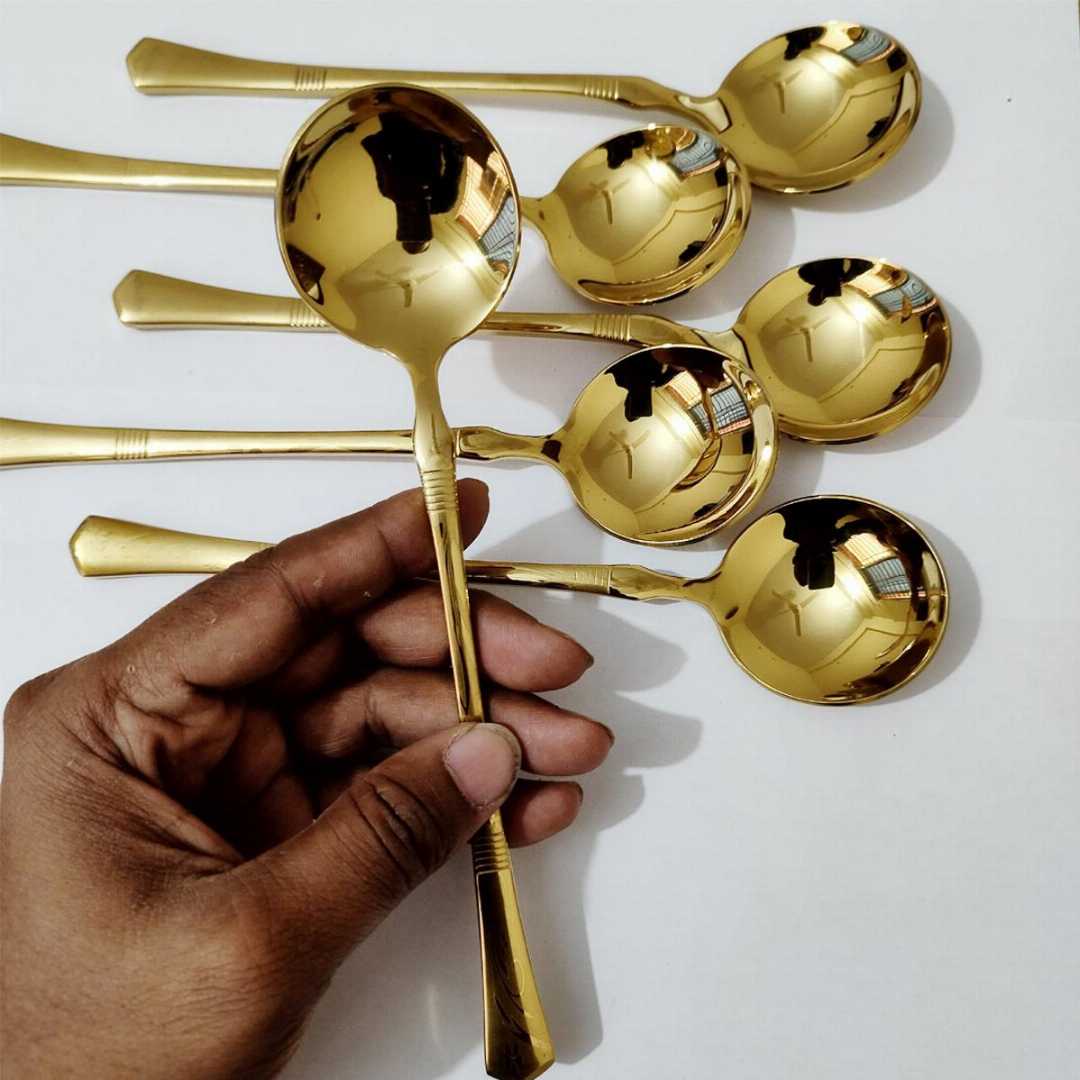 Soup,Spoon,golden,color,1,PCS,,Stainless,steel,8,Inch,Long