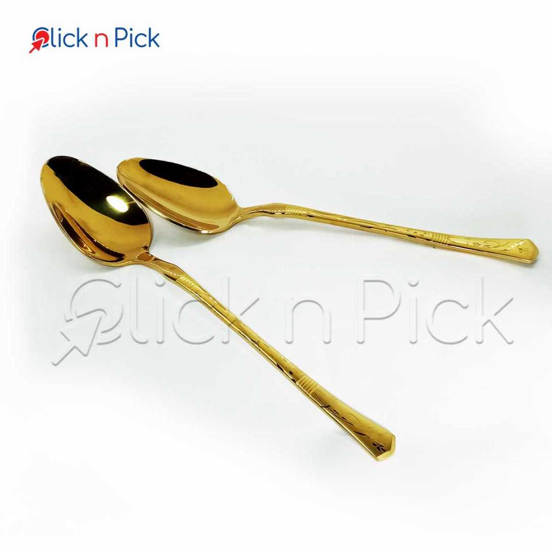 Table,Spoon,golden,color,6,PCS,,Stainless,steel,8,Inch,Long,Premium,Quality