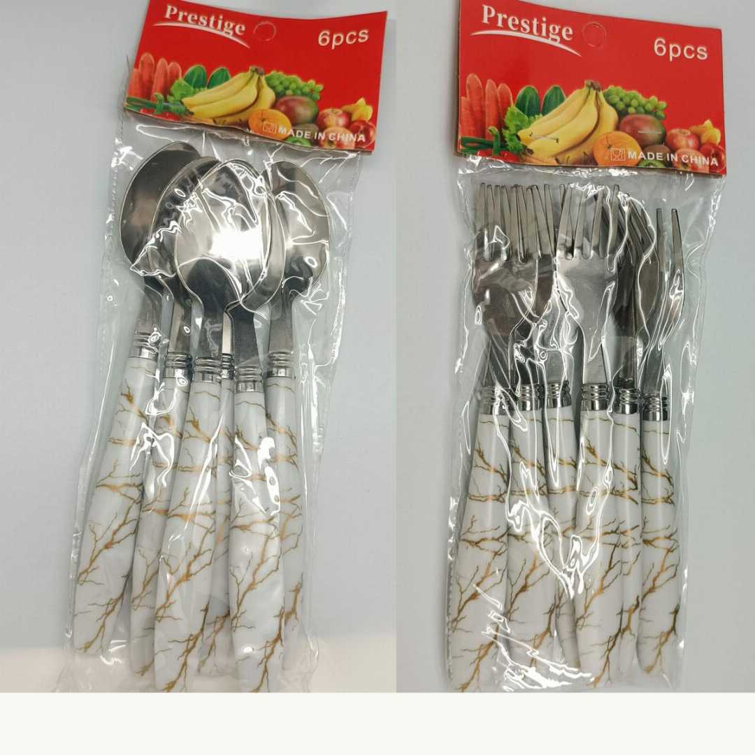 Spoon,Set,HIGH,QUALITY,Stainless,Steel,Spoon,Set,12-Pieces,(Tea,Spoon,6-Pieces,&,Fork,Spoon,6-Pieces)