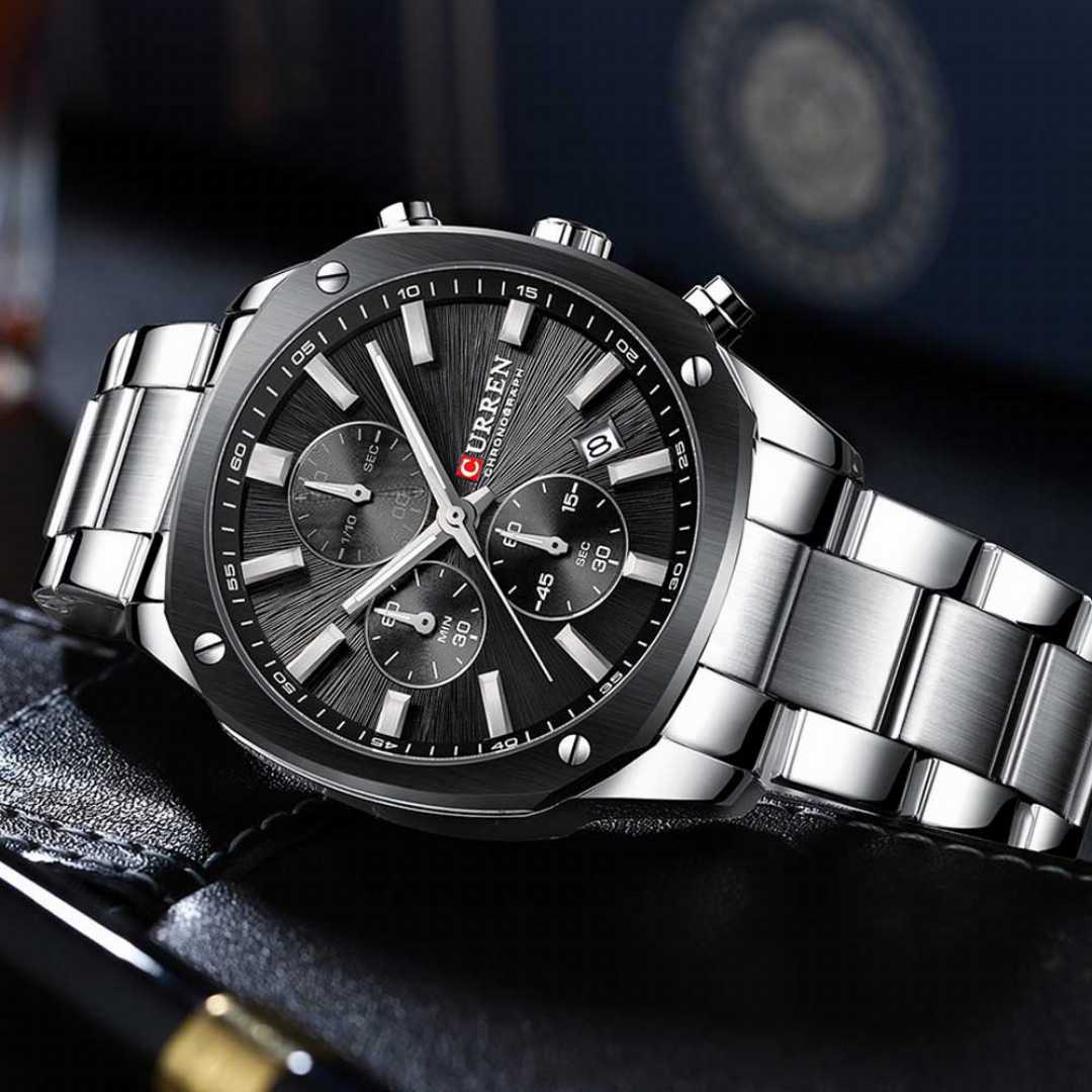 CURREN,8490,Stainless,Steel,Chronograph,Watch,for,Men,–,Silver,Black