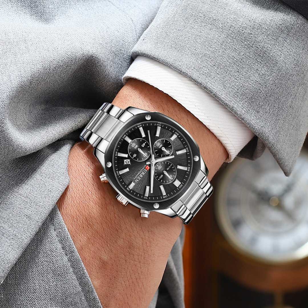 CURREN,8490,Stainless,Steel,Chronograph,Watch,for,Men,–,Silver,Black
