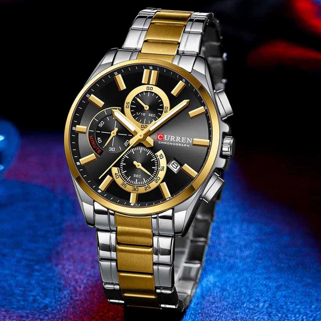 CURREN,8475,Stainless,Steel,Luminous,Chronograph,Watch,For,Men,–,Silver,Blue