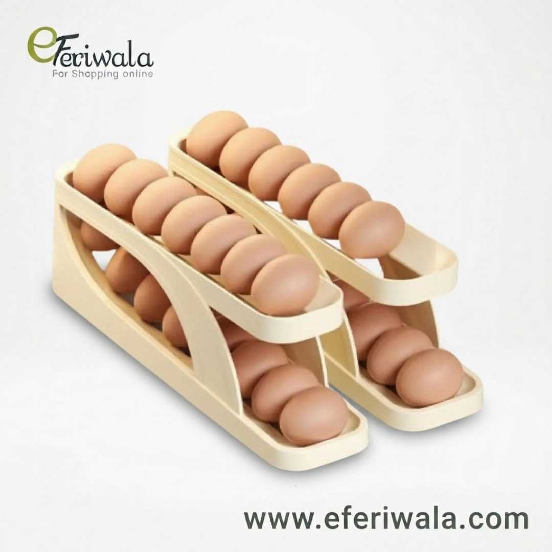 Double-Layer,Egg,Dispenser,Automatic,Roll-Down,Egg,Storage,Rack,Slide,Egg,Carton,Refrigerator,Egg,Basket,Kitchen,Countertop,Egg,Holder