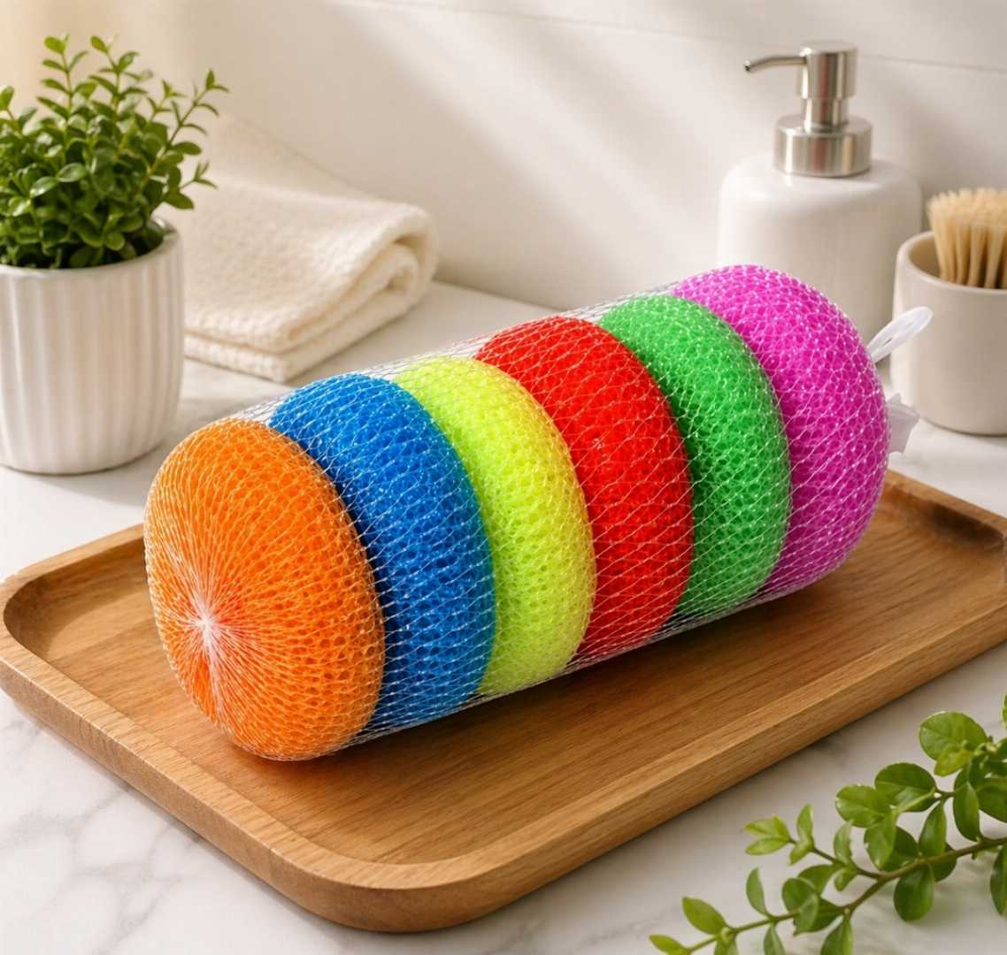 Plastic,Scrubber,Dish,Washing,Majuni,Scourer,Dish,Bowl,Cleaning,Sponge,for,Kitchens,-,pack,of,6pcs