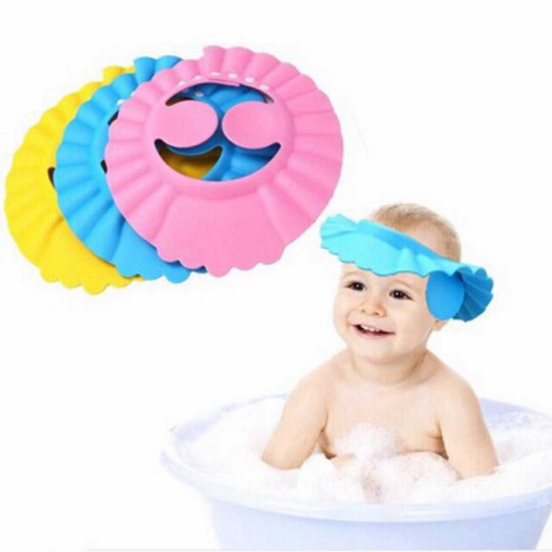 1pcs,Baby,Shower,Cap,with,Ear,Protection,Bath,Caps,Adjustable,Soft,Shampoo,Bathing,Hat,Cap,for,Kids,Toddler,[Colour,as,per,Stock]