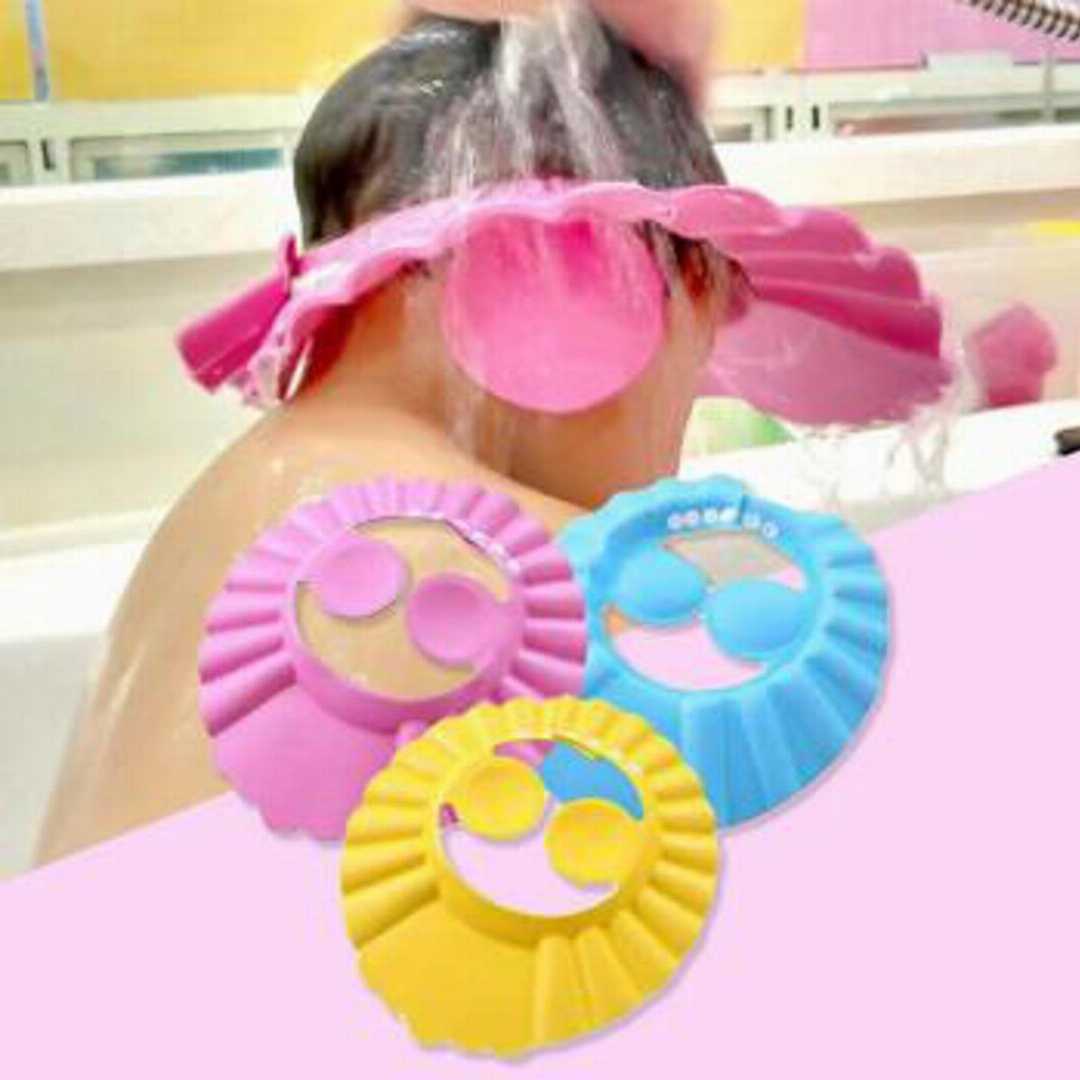 1pcs,Baby,Shower,Cap,with,Ear,Protection,Bath,Caps,Adjustable,Soft,Shampoo,Bathing,Hat,Cap,for,Kids,Toddler,[Colour,as,per,Stock]