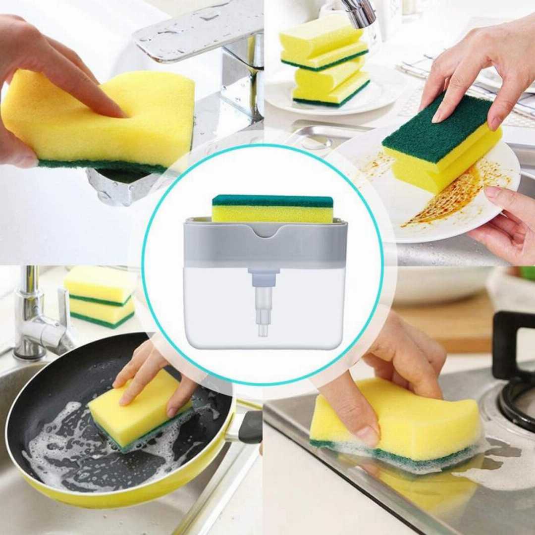 2-in-1,Soap,Dispenser,Pump,And,Sponge,Caddy,For,Soap,Dish,And,Clean,Sponge,Bathroom,Dispenser,Appliance