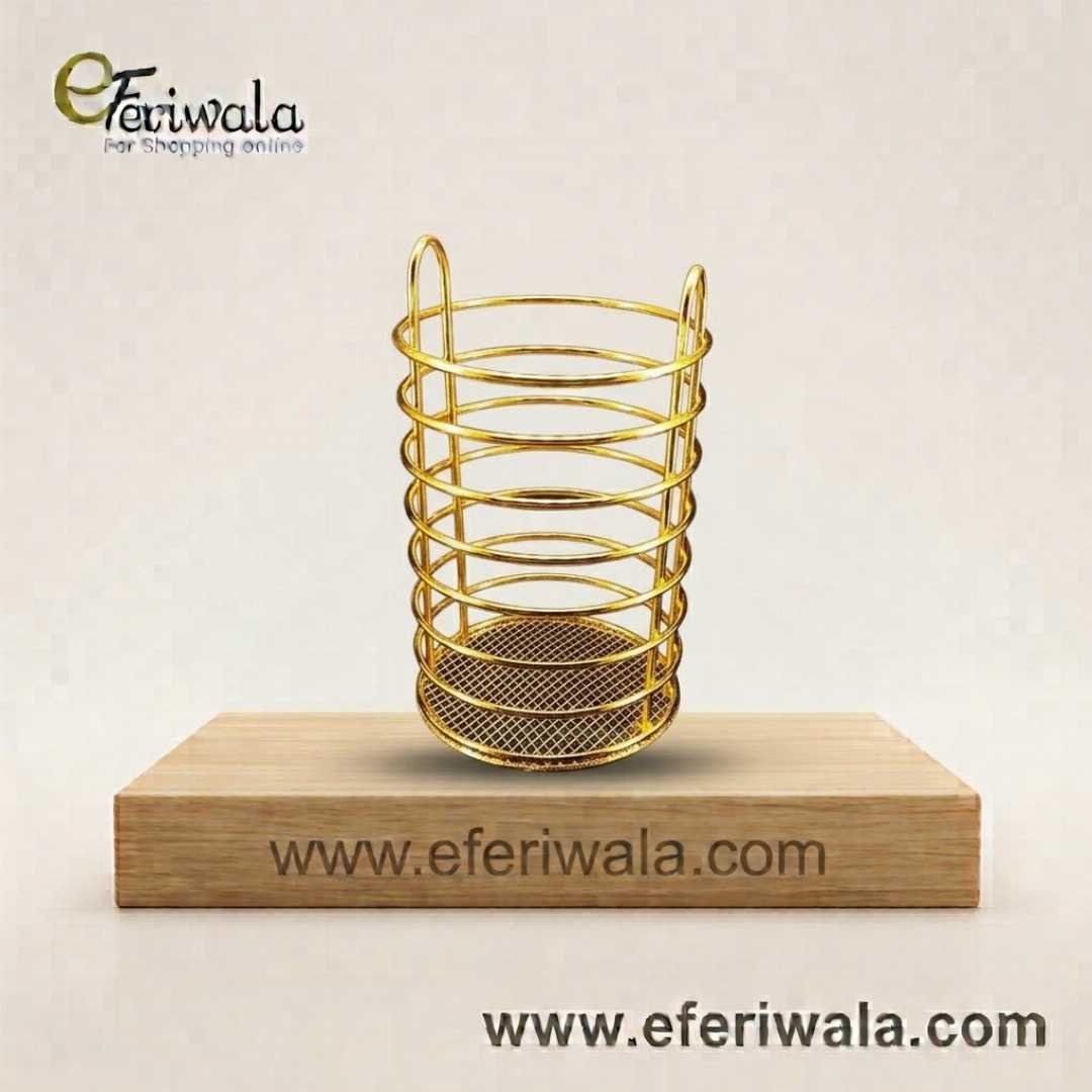 Steel,Kitchen,Utensil,/,Pen,/,Spoon,Holder,Golden,Color