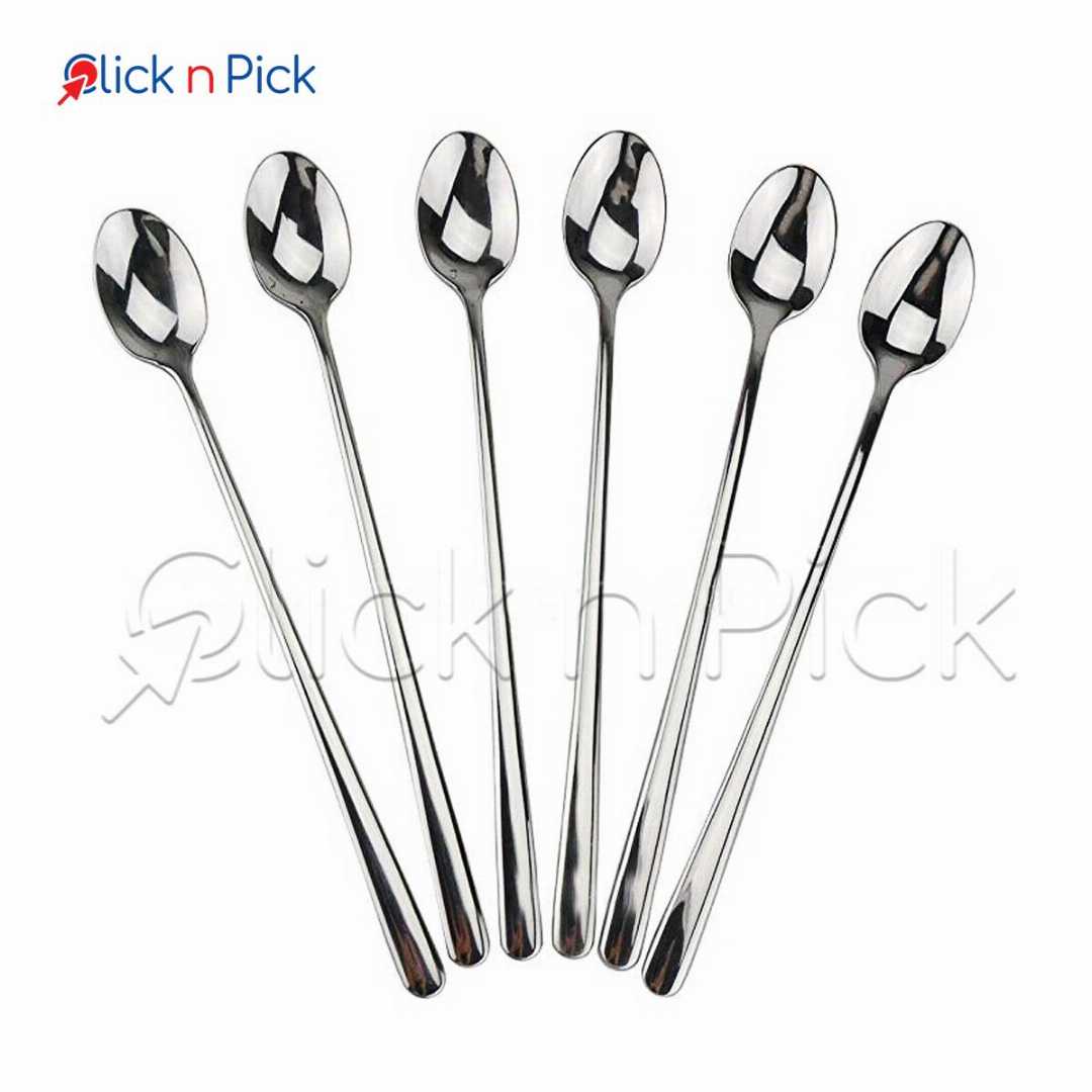 Steel,Long,Pickle/Tea,Spoon,(Plain,6Pcs),-,Plain,Steel,Long,Spoons,For,Pickles,Or,Tea,Time